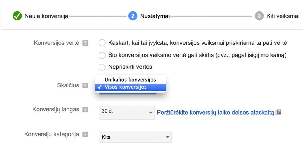 Golcas.lt konversijos kurimo antras zingsnis