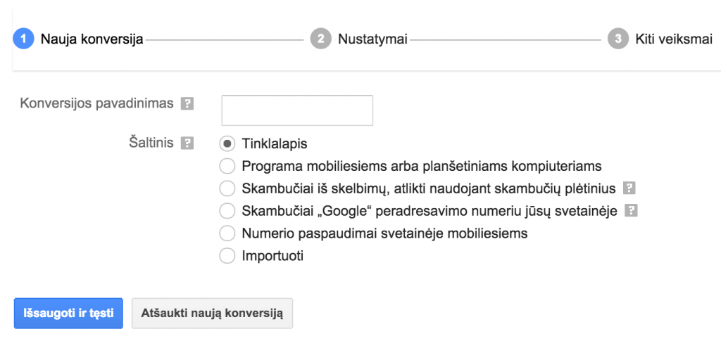 Golcas.lt konversijos kurimo pirmas zingsnis