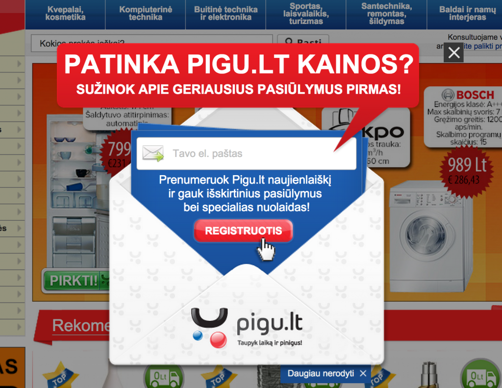 Golcas.lt pigu pop up