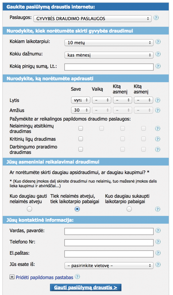 draudimo forma