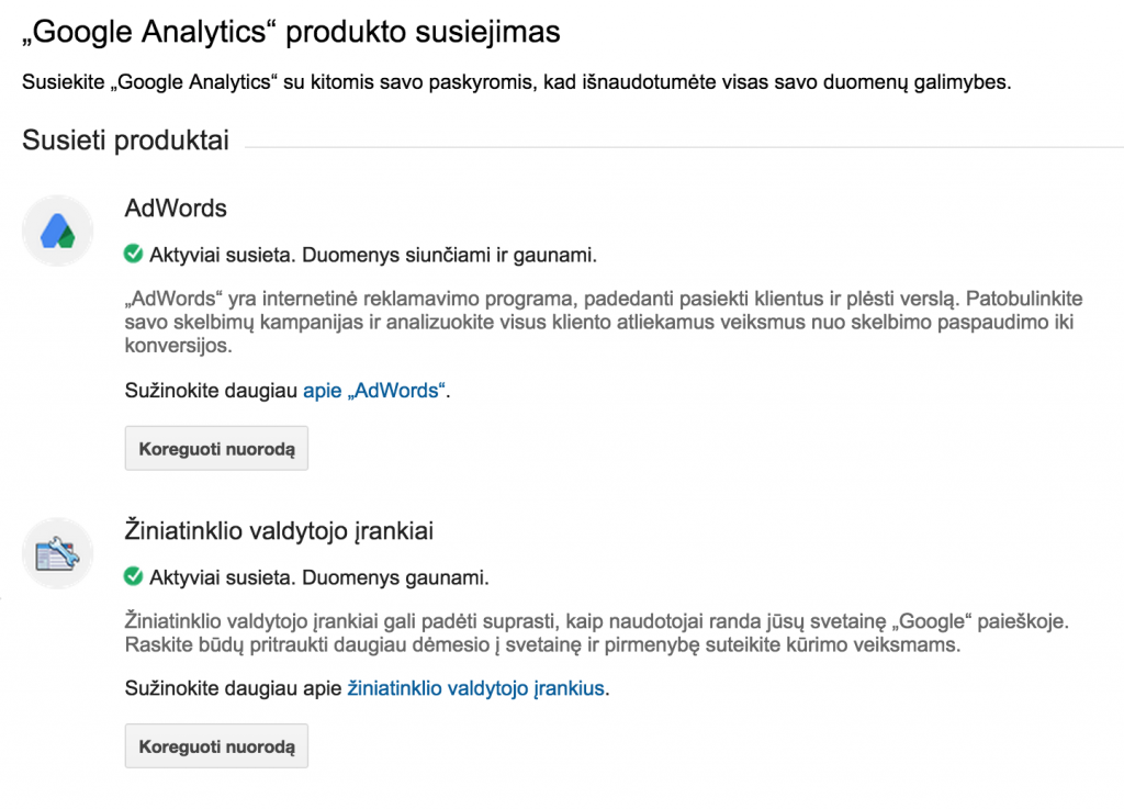 Google Produktu susiejimas