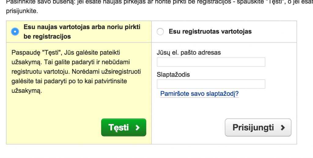 pigu.lt pirkimas be registracijos