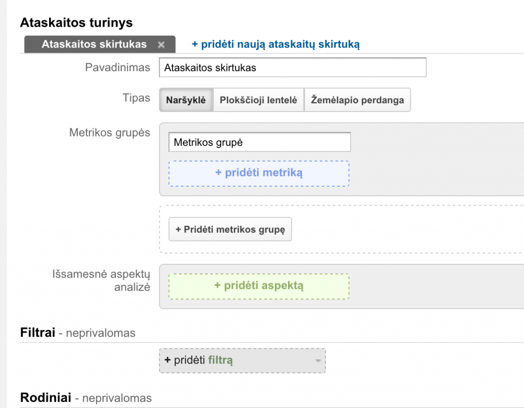 Tinkintos ataskaitos kurimas