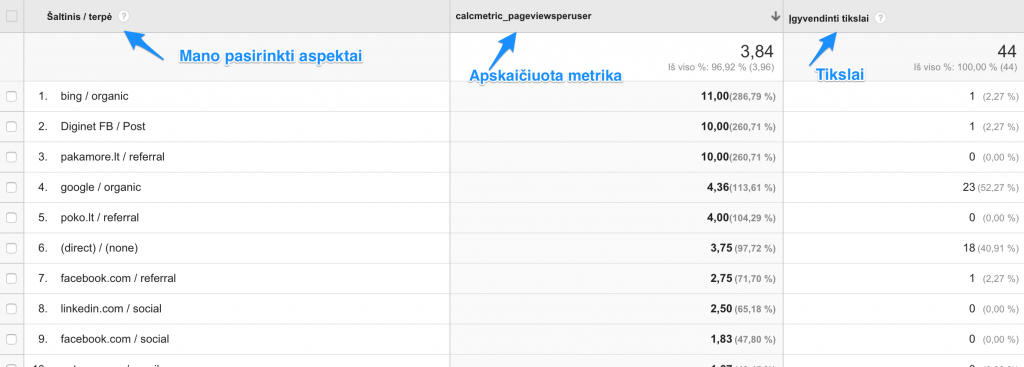 Tinkintos ataskaitos rezultatas