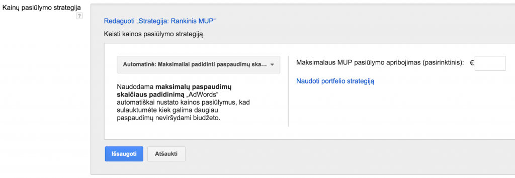 Automatinis maks paspudimu skaicius