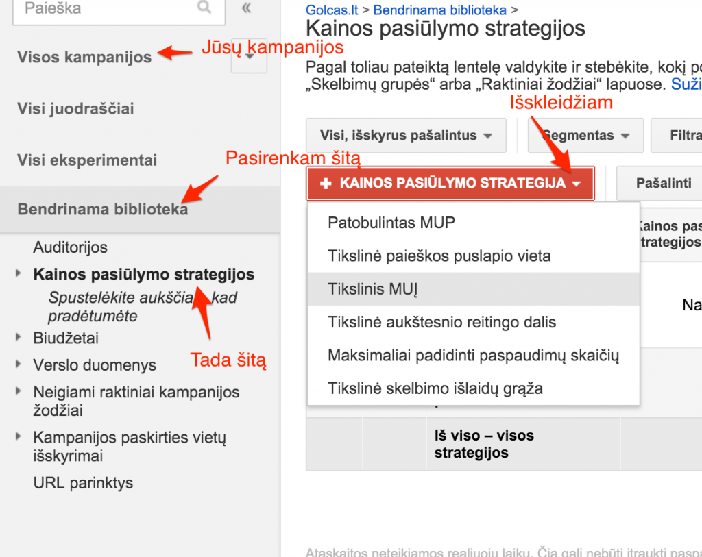 Kainu pasiulymo strategijos